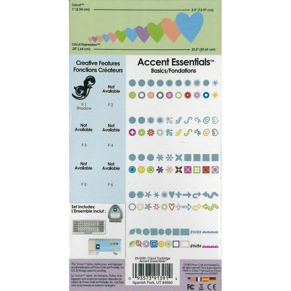 PRE-OWNED CRICUT ACCENT ESSENTIALS CARTRIDGE EXCELLENT CONDITION‎ UN-LINKED
